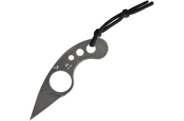 Image of Fred Perrin La Griffe Neck Knife D2 Knife, 4.75in Overall, 1.63in Blade, Finger Ring, One Piece Black Stonewash D2 Tool Steel Construction, Black Kydex Neck Sheath, FPGD2