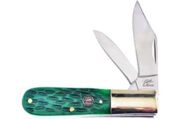 Image of Frost Barlow Green Pick Bone Folding Knife, 3.88in Closed, Mirror 440 Clip/Pen Blades, Dark Green Pick Bone Handle, OC-163DGPB