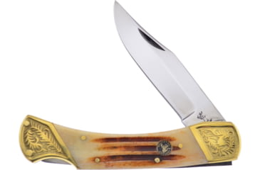 Image of Frost Bear Claw Lockback Folding Knife, 4in Mirror SS Clip Blade, Rocky Mountain Stag Bone Handle, WT072RMS