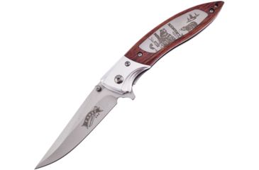 Image of Frost Bear Linerlock A/O Folding Knife,3.25in,3Cr13 Stainless Steel,Standard Edge,Satin,Brown,Wood Handle FFC089BR