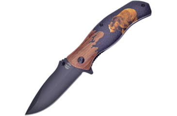 Image of Frost Bear Linerlock A/O Folding Knife, 3.5 black finish stainless blade, Pakkawood handle, OC-04B