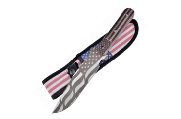 Image of Frost American Flag Wood Bowie Knife, 11in Overall, 6in, Stainless Clip Point Blade, Wood Handle, Nylon Sheath, FC-581