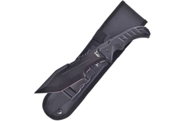 Image of Frost Bowie Black G10 Knife, 6.5 black finish partially serrated stainless bla, Black G10 handle, BKH-025B/G10