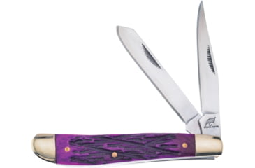 Image of Frost Bullet Trapper Purple Folding Knife, 3.5in Closed, Mirror Stainless Clip/Spey Blades, Purple Jigged Bone Handle, OC-265PJB