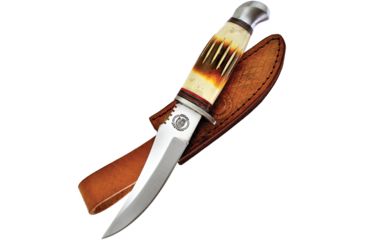 Image of Frost Chipaway Skinner Torchbone Fixed Blade Knife, 4.5in, Stainless Steel, Standard Edge, Satin, Brown, Torch Bone Handle FCW2032TB