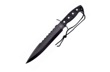 Image of Frost Commander Bowie Knife, 10 black finish sawback stainless blade, Black rubber handle, TX-0003
