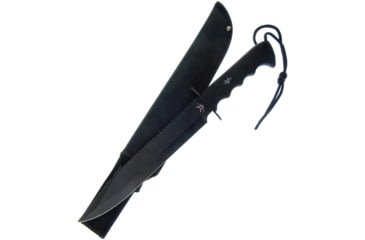 Image of Frost Commander Bowie Knife, 10 black finish stainless clip point blade, Black finger grooved rubber handle, TX-003