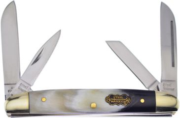 Image of Frost Congress Ox Horn Folding Knife,Stainless Steel,Standard Edge,Clip and Sheepsfoot,Mirror Polish,Ox Horn Handle FSW115OX
