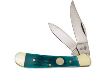 Image of Frost Copprhead Green Pick Bone Folding Knife,Stainless Steel,Standard Edge,Clip and Pen,Mirror Polish,Green,Pick Bone Handle F14950GPB