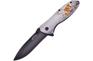 Image of Frost Deer Linerlock A/O Folding Knife,3.25in,3Cr13 Stainless Steel,Standard Edge,Black,Aluminum Handle FFC100DR