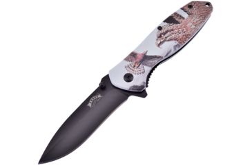 Image of Frost Eagle Linerlock A/O Folding Knife,3.25in,3Cr13 Stainless Steel,Standard Edge,Black,Aluminum Handle FFC100EA