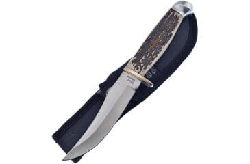 Image of Frost Stag Bone Fixed Blade Knife, 9in Overall, 4.5in, Satin Stainless Upswept Blade, Stag Bone Resin Handle, Nylon Sheath, SW-602SBR
