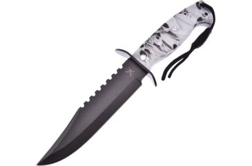 Image of Frost Fixed Blade Skull Camo Fixed Blade Knife, 7in, Stainless Steel, Standard Edge, Sawback, Black FTX1458WSC