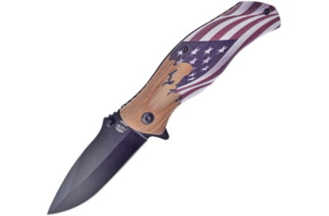 Image of Frost Flag A/O Folding Knife, 4.5in Closed, 3.5in, Black Stainless Blade, Pakkawood Handle, OC-04AM