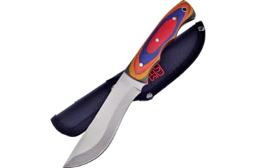 Image of Frost Frostwood Knife, 9in Overall, 4.5in Satin SS Blade, Finger Grooved Frostwood Handle, Black Nylon Sheath, SHP-119FW