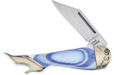 Image of Frost Leg Steel Warrior Folding Knife, Blue and white mother of pearl handle, SW-183BW