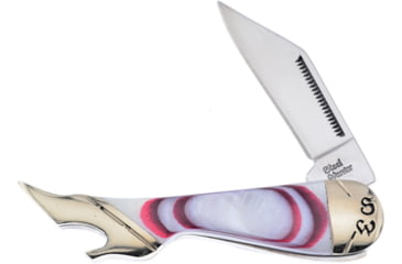 Image of Frost Leg Steel Warrior Folding Knife, Red and white mother of pearl handle, SW-183RW