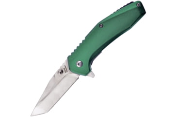 Image of Frost A/O Green Tanto Folding Knife, 4in Closed, 2.75in Mirror Stainless Tanto Blade, Green Aluminum Handle, SW-888G