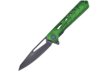 Image of Frost A/O 3Cr13 Folding Knife, 4.75in Closed, 3.75in Gray Coated 3Cr13 Stainless Blade, Green Aluminum Handle, TX-57GN