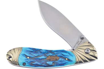 Image of Frost Linerlock Steel Warrior Folding Knife, Blue, Blue jigged bone handle, SW-005PB