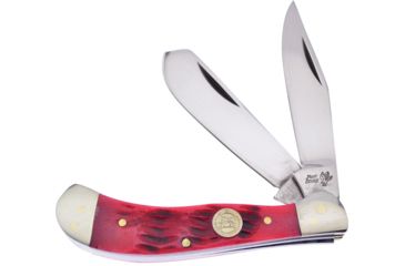 Image of Frost Little Saddlehorn Dark Red Folding Knife,Clip and Spey,Dark Red,Pick Bone Handle F14096DRPB