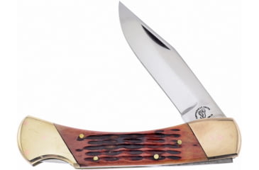 Image of Frost Lockback Copper Copperhead Creek Folding Knife, 4in mirror finish stainless clip point blade, Autumn, Autumn jigged bone handle, CHC-LB5AJB/C
