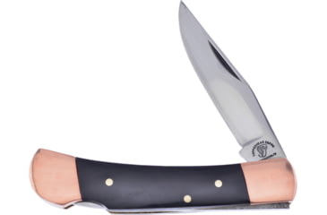 Image of Frost Lockback Copper Copperhead Creek Folding Knife, Mirror finish stainless clip point blade, Buffalo horn handle, CHC-LB4BH/C