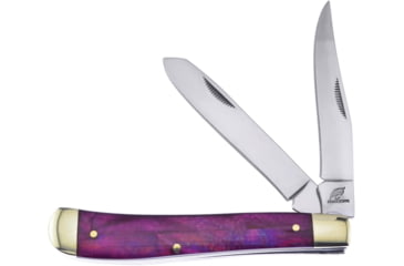 Image of Frost Mini Trapper Purple MOP Folding Knife, 3.88in Closed, Mirror Stainless Clip/Spey Blades, Purple Mother Of Pearl Handle, OC-508P/MOP