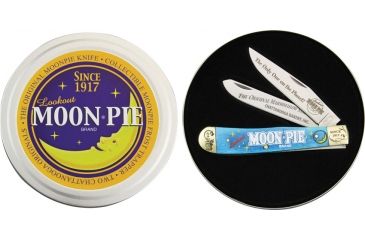 Image of Frost Moon Pie Trapper Folding Knife,Stainless Clip and Spey Blade, Blue Smooth Bone Handle FMNP812BLST