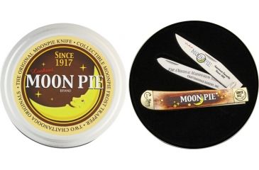 Image of Frost Moon Pie Trapper Folding Knife,Stainless Clip and Spey Blade, Brown Smooth Bone Handle FMNP812BRSB