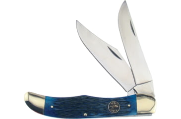 Image of Frost Ocoee River Dirt Buster Folding Knife, Mirror SS Clip And Skinner Blades, Blue Pick Bone Handle, Black Nylon Sheath, OC-550BLPB