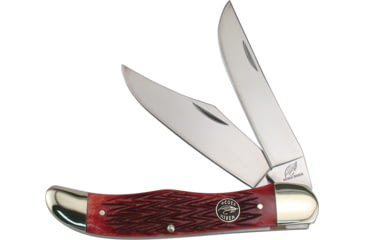 Image of Frost Ocoee River Dirt Buster Folding Knife, Mirror SS Clip And Skinner Blades, Red Pick Bone Handle, OC-550RPB