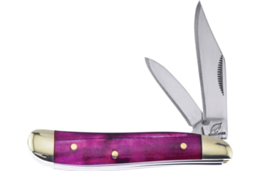 Image of Frost Peanut Purple MOP Folding Knife, 2.88in Closed, Mirror Stainless Clip/Pen Blades, Purple Mother Of Pearl Handle, OC-107P/MOP