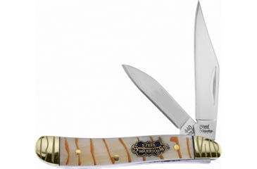 Image of Frost Peanut Tiger Bone Folding Knife, 2.88in Closed, Mirror Stainless Clip/Pen Blades,Tiger Striped Bone Handle, SW-107TG