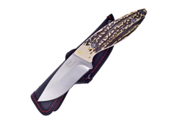 Image of Frost Satin Skinner Knife, 8in Overall, 3.5in, Satin Finish Stainless Blade, Imitation Stag Handle, Nylon Sheath, SW-610SBR