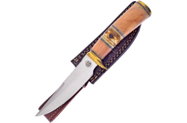 Image of Frost Sparrow II Fixed Blade Knife, 12in Overall, 7in, Satin Finish Stainless Blade, Olive Wood Handle, Leather Sheath, CW-887OW