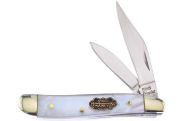 Image of Frost Steel Warrior Peanut MOP Folding Knife,Stainless Steel,Standard Edge,Clip and Pen,Mirror Polish,Mother of Pearl Handle FSW107SMOP