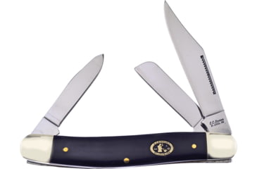 Image of Frost Stockman Buffalo Horn E.C. Simmons Folding Knife, 4.63in Closed, Mirror SS Clip/Sheepsfoot/Spey Blades, Buffalo Horn Handle, ECS-066CBH