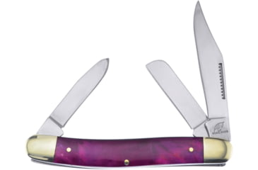 Image of Frost Stockman Purple MOP Folding Knife, 4.63in Closed, Mirror Clip/Sheepsfoot Blades, Purple Mother Of Pearl Handle, OC-066P/MOP