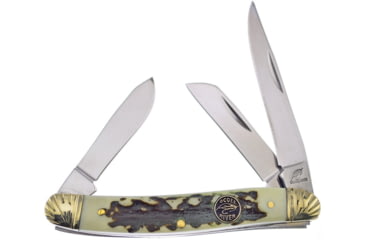 Image of Frost Stockman Stag Bone Resin Folding Knife, Mirror SS Clip/Sheepsfoot/Spey Blades, Stag Bone Resin Handle, OC-509SBR