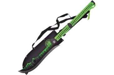 Image of Frost Tac Xtreme Fixed Blade Grn Knife, Tac Xtreme, Fixed Blade, 27.5in Overall, 13.5in Black SS Blade, Green Cord Wrapped Handle, Green Paint Splatter On Blade, Black Nylon Sheath, TX-4124GRN