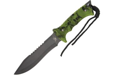 Image of Frost Tac Xtreme Fixed Blade Knife, 6.875in, Black, Green, Skull Camo Rubber Handle FTX014GSC