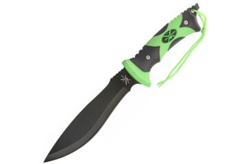 Image of Frost Tac Xtreme Fixed Blade Knife, 7in, Black, Lime Green, Rubber Handle FTX075GB
