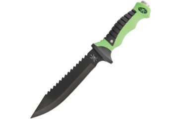 Image of Frost Tac Xtreme Fixed Blade Knife, 7in, Sawback, Lime Green, Rubber Handle FTX077GB