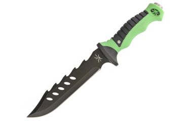 Image of Frost Tac Xtreme Fixed Blade Knife, 7in, Scalloped Top, Black, Lime Green, Rubber Handle FTX078GB