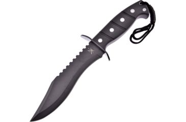 Image of Frost Tac Xtreme Fixed Blade Knife, 7in, Stainless Steel, Standard Edge, Sawback, Black Rubber Handle FTX1451BLK