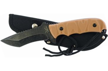 Image of Frost Tac Xtreme Fixed Blade Knife, 9in, 4.5in, Black Stonewash, Tan Textured Composition Handle FTX055T