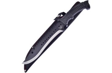 Image of Frost Tac Xtreme Machete Black Fixed Blade Knife, 9.75in, Stainless Steel, Standard Edge, Sawback, Black Rubber Handle FTX3115