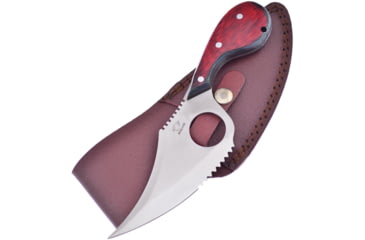 Image of Frost The Snook Frost Wood Knife, Ocoee River, The Snook, 7.25in Overall, 4in Satin SS Blade, Frostwood Handle, Finger Ring, Brown Leather Sheath, OC-141FW