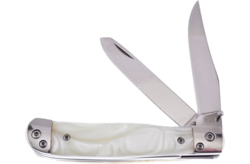 Image of Frost Trapper Cracked Ice Folding Knife, 4.13in Closed, Mirror 440 Stainless Clip/Spey Blades, Cracked Ice Synthetic Handle, OC-173CI